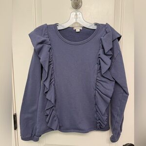 Crewcuts navy Ruffle Sweatshirt for Kids Ruffled Long Sleeve Top in Blue